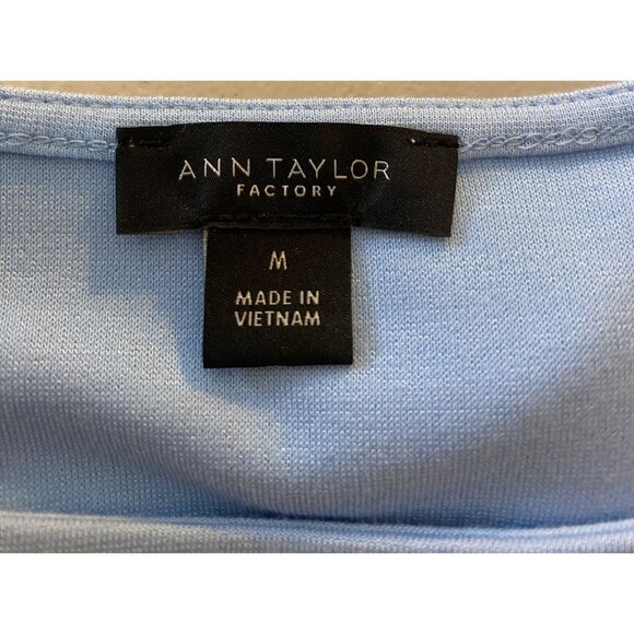 Ann Taylor Factory Light Blue Short Sleeve Top Medium - Picture 3 of 9